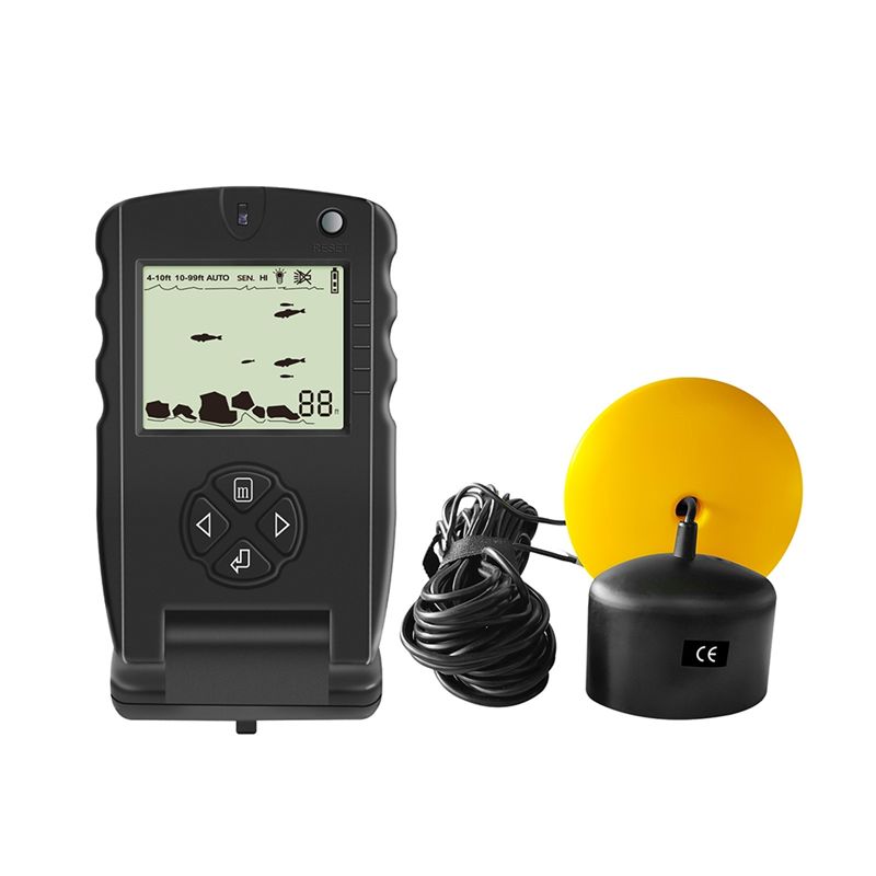 Fish Finder Transducer - เครื่องหาปลาแบบพกพาใหม่, โซนาร์ตรวจจับปลาใต้น้ำพร้อมสัญญาณเตือน, เครื่องวัดความลึก 0.7-100 เมตร