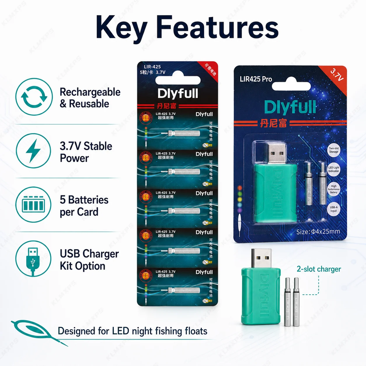 ชุดแบตเตอรี่ลิเธียมแบบชาร์จได้ - Fish Finder Charger บทวิจารณ์และราคา